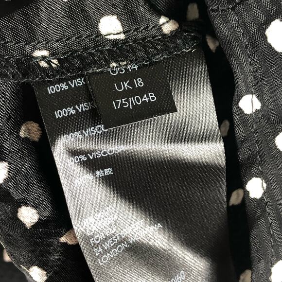 BY ANTHROPOLOGIE Agatha Midi Dress Black White Polka Dot Size 14 Twist Back - Picture 5 of 8